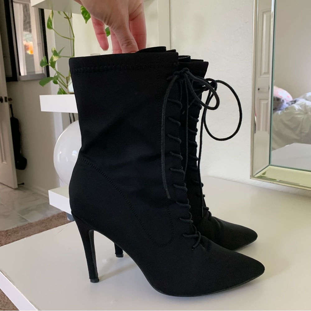 AKIRA Black Heeled Boots - Picture 2 of 6